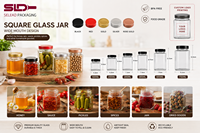 Grosir Stoples Kaca Persegi 100ml 200ml 280ml 380ml 500ml 730ml Untuk Madu, Selai, Acar Dengan Tutup Logam Tebal