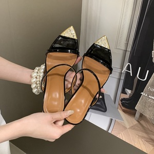 2026 New Sandales Femme White Pointed toe <b>Mules</b> Elegant Evening Shoes <b>Slippers</b> - Product Image 3