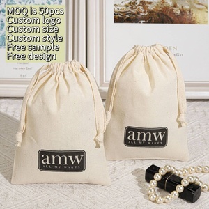 Organic Promotion Natural Muslin Drawstring Gift Packaging Candle Pouch Custom <b>Printed</b> Logo Shoe Hat Storage Cotton Dust Bags - Product Image 2