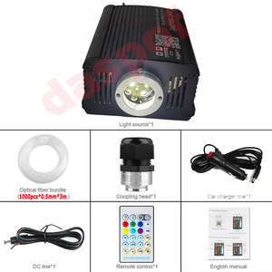 1000 pièces 16W RGBW scintillant <span class=keywords><strong>LED</strong></span> fibre optique Starlight tête d'affiche Kit <span class=keywords><strong>ciel</strong></span> <span class=keywords><strong>étoilé</strong></span> <span class=keywords><strong>voiture</strong></span> 3 mètres toit lumière ambiante App contrôle - Product Image 2