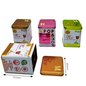 Custom hinged lid coolie box Candy Metal tin food cans Cake food grade rectangular tin cleaning cans