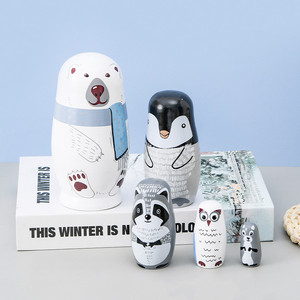 5-Layer Matryoshka Nga Làm Tổ Búp Bê Gấu Trắng Thiết Kế Bằng Gỗ Động Vật Đồ Chơi Khắc Gỗ Thủ Công Mỹ Nghệ Hộp Gỗ Tường Dấu Hiệu - Product Image 3