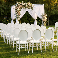 Chaise Chiavari ovale empilable en résine blanche pour réception de mariage, hôtel, événement, location de chaises de fête