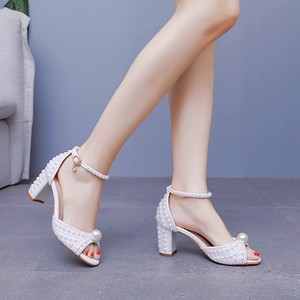 Haute qualité <span class=keywords><strong>ivoire</strong></span> bout ouvert mariée chaussures de <span class=keywords><strong>mariage</strong></span> 7.5 cm talons hauts pour femmes nouveaux Styles chaussures de <span class=keywords><strong>mariage</strong></span> pour la mariée - Product Image 5