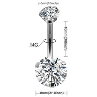 14G acier inoxydable corps Piercing Zircon intérieur sans fil nombril anneau en acier chirurgical nombril anneaux pour femmes filles mariage