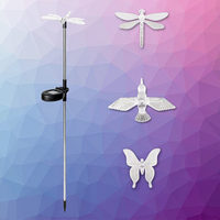 Solar-Garten-Dekorationsleuchte LED-Rasenlampe Libelle Schmetterling Kolibri Tierform Ländliches Design Bodenstecker für Außenbereich