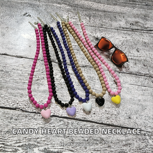 Collar con Colgante de Corazón de Acrílico con Cuentas Hechas a Mano, Color Caramelo, Regalo para <span class=keywords><strong>Mi</strong></span> <span class=keywords><strong>Hija</strong></span> - Product Image 2