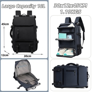 Sac à dos de voyage unisexe en cuir PU avec logo personnalisé, port de charge USB, imperméable, <span class=keywords><strong>l</strong></span>éger, poche latérale, capacité de 16 <span class=keywords><strong>L</strong></span>, approuvé pour les vols - Product Image 2