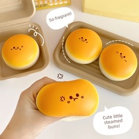 Figurine en PU souple anti-stress à montée lente, en forme de boulette vapeur (Mantou) à expression mignonne, avec cuiseur vapeur, pour enfants et adultes