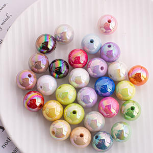 UV avec trou plaqué carte de couleur 16mm perles de couleur unie acrylique trou droit bracelet à bricoler soi-même accessoires de perles - Product Image 3