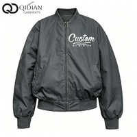 Blouson Bomber Homme Personnalisé OEM en Coton Lavé, Style Streetwear, Haute Qualité, Décontracté, Quotidien, Léger, Coupe-Vent
