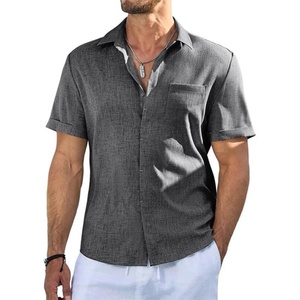 Chemises à manches courtes pour hommes, imprimées, col montant, décontractées, respirantes, pour la plage, l'été, avec poche, ODM - Product Image 1