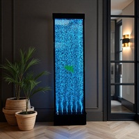 Paroi de séparation intérieure en panneau acrylique LED avec fontaine à bulles d'eau, motifs élégants et éclairage coloré