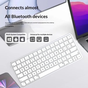 คีย์บอร์<span class=keywords><strong>ด</strong></span>ไร้สายสำหรับแท็บเล็ต iPad และ Mac แบบพกพา น้ำหนักเบา รองรับการสัมผัสแบบ Capacitive ได้รับการรับรองมาตรฐาน ROHS <span class=keywords><strong>พ</strong></span>ร้อมตัวเลือกโลโก้แบบกำหน<span class=keywords><strong>ด</strong></span>เอง - Product Image 1