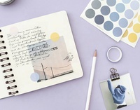 Lot de notes autocollantes rondes japonaises mignonnes en gros, couleurs pastel pour journal, carnet, décoration, signe décoratif ici