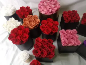 Mawar abadi bunga diawetkan mawar abadi pengawet 2023 Dekorasi mawar selamanya kotak hadiah mawar yang diawetkan