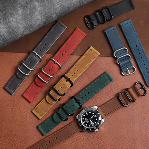 สายหนังแท้หรูหรา18-22มม. สายนาฬิกาหนังเครซี่ฮอร์สแบบวินเทจสำหรับผู้ชายและผู้หญิง - Product Image 6