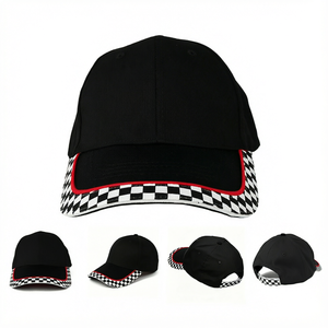 Gorra Trucker de 6 Paneles Ajustable con Estampado de Personajes por Sublimación para Equipo de Carreras, 100% Algodón, Negra, Unisex, Moda de Verano, Metal - Product Image 1