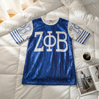 Brand New Sorority Zeta Phi Beta Inspiré Design Bling Sequin Making Greek ZPB Crest 1920 Soror Apparel Cheering Squad T-Shirt