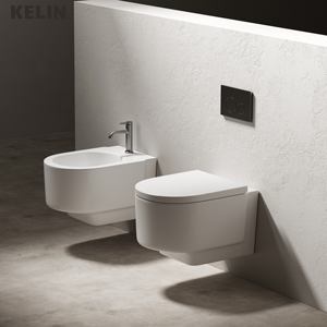 Inodoro Suspendido de Cerámica Blanca con Descarga Tornado de Borde Cero en Forma de <span class=keywords><strong>Escalera</strong></span>, Superficie Esmaltada Higiénica, Asiento de Cierre Suave <span class=keywords><strong>para</strong></span> Baño - Product Image 1