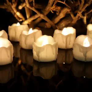 LED Lilin Tealight Tanpa Api dengan Timer 6 Jam Teardrop CR2032 Baterai Dioperasikan Cahaya Lilin Teh Elektronik untuk Dekorasi