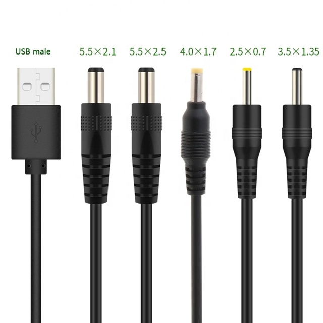 USB to DC Power Charging Cable Cord DC/5.5x2.1 5.5x2.5 3.5x1.35 4.0x1.7 2.5x0.7