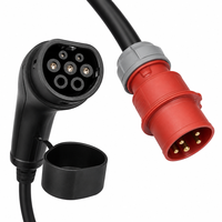 Chargeur EV portable triphasé robuste Type 2 Rouge CEE 380-450V IP66 Écran LCD Minuterie 8H Application WiFi Câble TPU 5m Nouveau 7kW