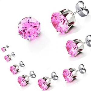 Pendientes de Acero Inoxidable con Circonita de Corte Redondo, Populares, Unisex - Product Image 2