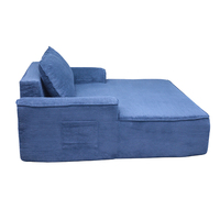 Canapé lit avec oreiller Matelas taille unique et tissu velours côtelé avec sac de rangement portable, chaise longue au sol pour le salon