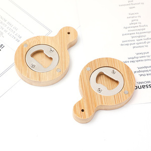 Apribottiglie Magnetico Rotondo in <span class=keywords><strong>Legno</strong></span> Creativo con Logo Personalizzato per Uso e Decorazione - Product Image 1
