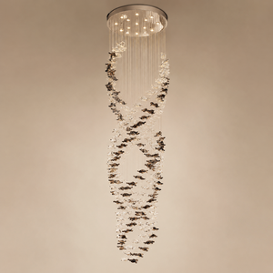 Lampadario <span class=keywords><strong>a</strong></span> <span class=keywords><strong>LED</strong></span> in vetro <span class=keywords><strong>a</strong></span> spirale personalizzato con angolo di illuminazione <span class=keywords><strong>a</strong></span> 360°, <span class=keywords><strong>a</strong></span> <span class=keywords><strong>sospensione</strong></span> lunga, per scale di ville, hall di hotel e ambienti alti - Product Image 2