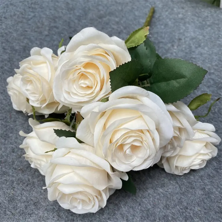 Wedding Decoration U-3294 Artificial Silk White Royal Blue Rose Bouquets Flower