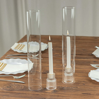 Supports de bougies en cristal, chandelier cylindrique haut, couvercle coupe-vent, décoration de mariage, centres de table, décorations de fête