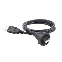 Konektor Sensor USB Tipe Bulat Lshitech dengan Kabel, Tahan Air IP68, 30V 1.5A, Female