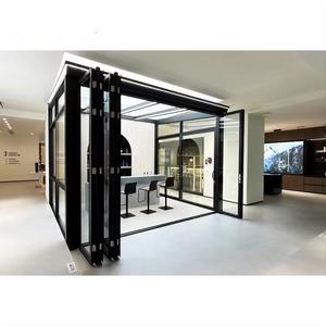 Porte pliante accordéon de villa extérieure en aluminium design moderne finition noire bi-pliante avec double vitrage porte <span class=keywords><strong>Helton</strong></span> - Product Image 5