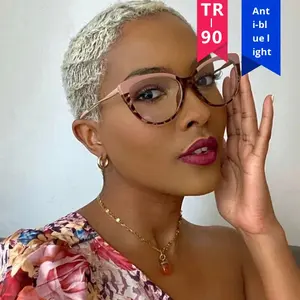 Hermosos marcos <span class=keywords><strong>de</strong></span> anteojos <span class=keywords><strong>de</strong></span> ojo <span class=keywords><strong>de</strong></span> gato Retro Europeo Americano Tr90 Anti-Blue Light Gafas <span class=keywords><strong>de</strong></span> aleación <span class=keywords><strong>de</strong></span> moda personalizadas para <span class=keywords><strong>mujer</strong></span> joven - Product Image 2
