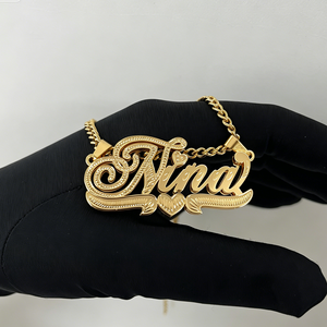 Collana con Nome Personalizzato in Acciaio Inossidabile Placcato Oro 18k 3D <span class=keywords><strong>per</strong></span> Regali di Compleanno <span class=keywords><strong>per</strong></span> Amici - Product Image 5