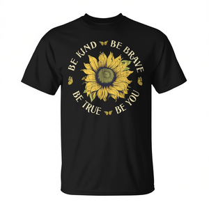 Sé amable, sé valiente, sé auténtico, sé tú mismo, camiseta motivacional con diseño de girasol - Product Image 2