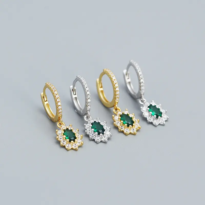 2023 New Fashion Emerald Earring Green Crystal Hoop Earring For Mother Jewelry Fashion Jewelry Earrings