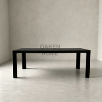 Table à manger rectangulaire en chêne noir minimaliste OAKEN, table à dîner simple en bois pour la maison, meubles de salle à manger