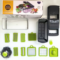 Hachoir manuel multifonctionnel portable 14-en-1 pour oignon et légumes, coupe-légumes manuel 16-en-1