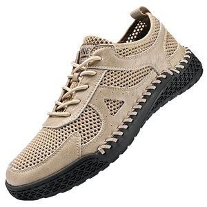 Factory Supply Custom LOGO Mesh Upper Breathable Anti-Slip Rubber Outsole Flat Outdoor <b>Men</b> Sporty Cool Summer Walking Shoes - Product Image 1