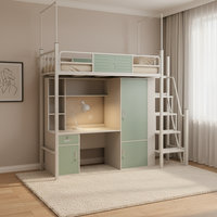 Cadre de lit superposé en acier de taille jumeau, lit en hauteur avec armoire, lit superposé simple pour enfants et adultes