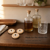 Ouvre-bouteille souvenir en bois avec insert métallique, ouvre-bouteille rond en bois pour bière artisanale, outil de bar pour cadeau de fête à domicile