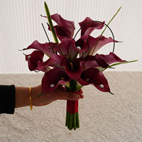 Fleur de Calla artificielle rose-rouge en EVA, style vintage et de niche, faite à la main, réaliste et souple, 8 pieds, pour mariage, style chinois, pour photos de mariée