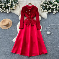 Robe noire vintage de style Hepburn en satin de polyester avec empiècements, col rond, pour femme, automne/hiver, cintrée à la taille, qui flattere la silhouette