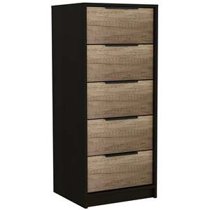 Egeo 5 <b>Drawer</b> Dresser And Omaha Nightstand Black Light Oak Bedroom <b>Storage</b> Set - Product Image 3