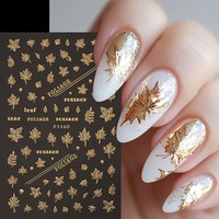 Autocollants pour ongles dorés, ligne française, autocollants brillants 3D, papillons, fleurs, décorations pour ongles
