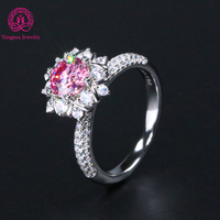 Élégante Bague Fleur en Moissanite Ronde Taille Brillant pour Femme, en Argent 925, Blanc et Rose, 1 Carat, Idéale pour les Cadeaux