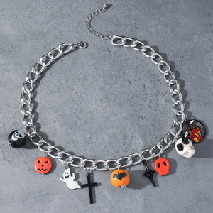 Collar con Colgante en Forma de Cruz de Calabaza Personalizado de la Serie Halloween, Collares Unisex, Joyería de Moda al por Mayor - Product Image 3